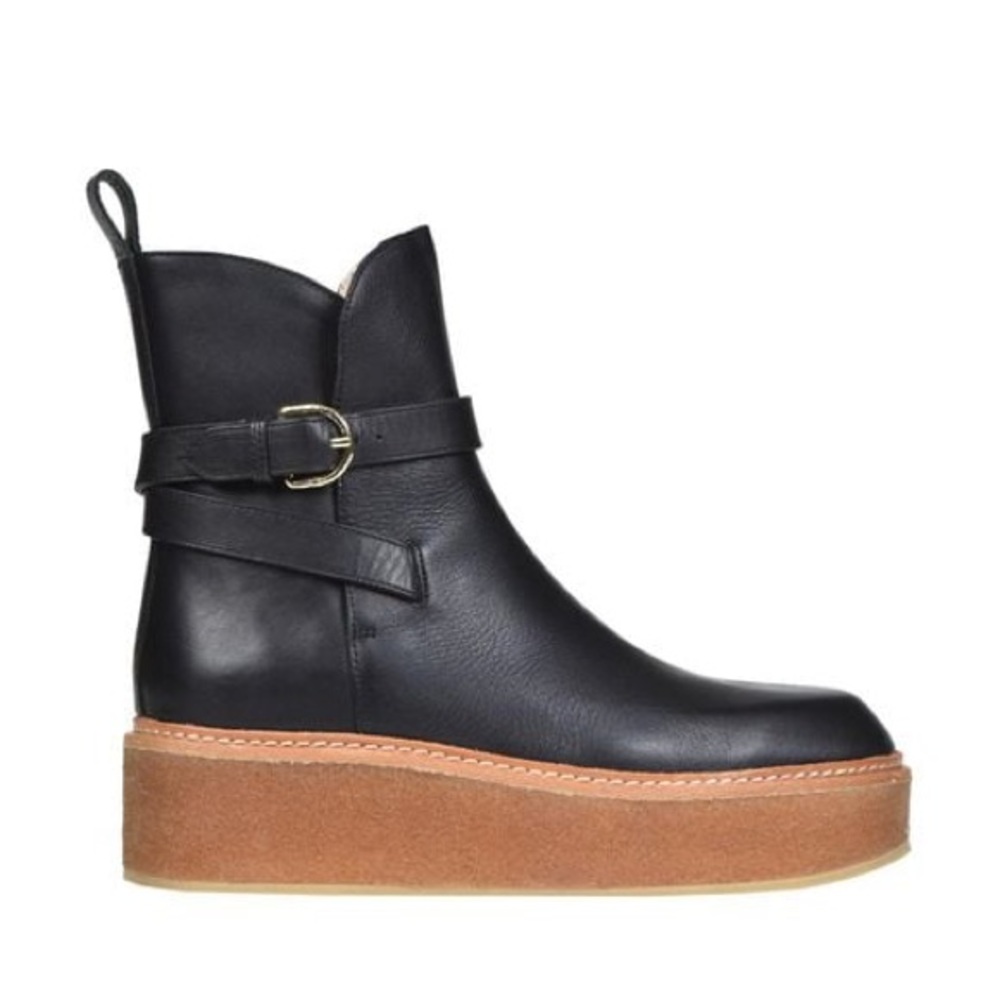 Ulla Johnson Black Ankle Boots with Brown Sole